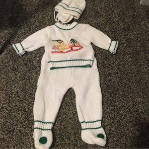 Vintage Christmas baby knit Outfit Set